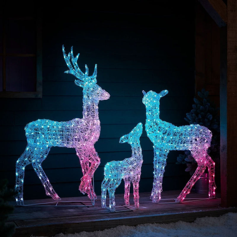 Conjunto de Renas Iluminadas com LED RGB Inteligente e Controle via Wi-Fi