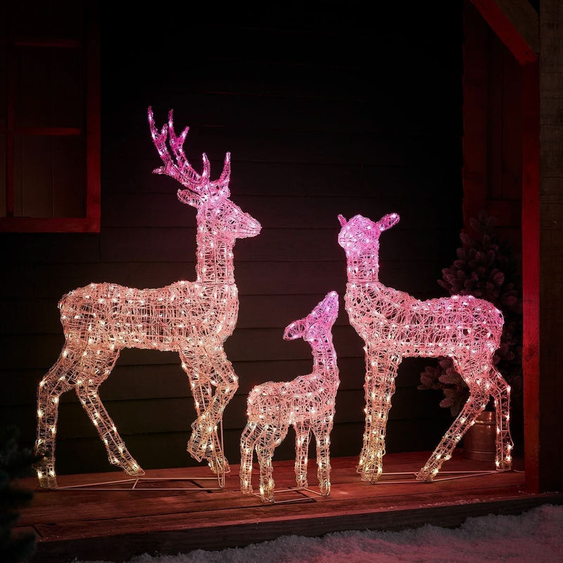Conjunto de Renas Iluminadas com LED RGB Inteligente e Controle via Wi-Fi