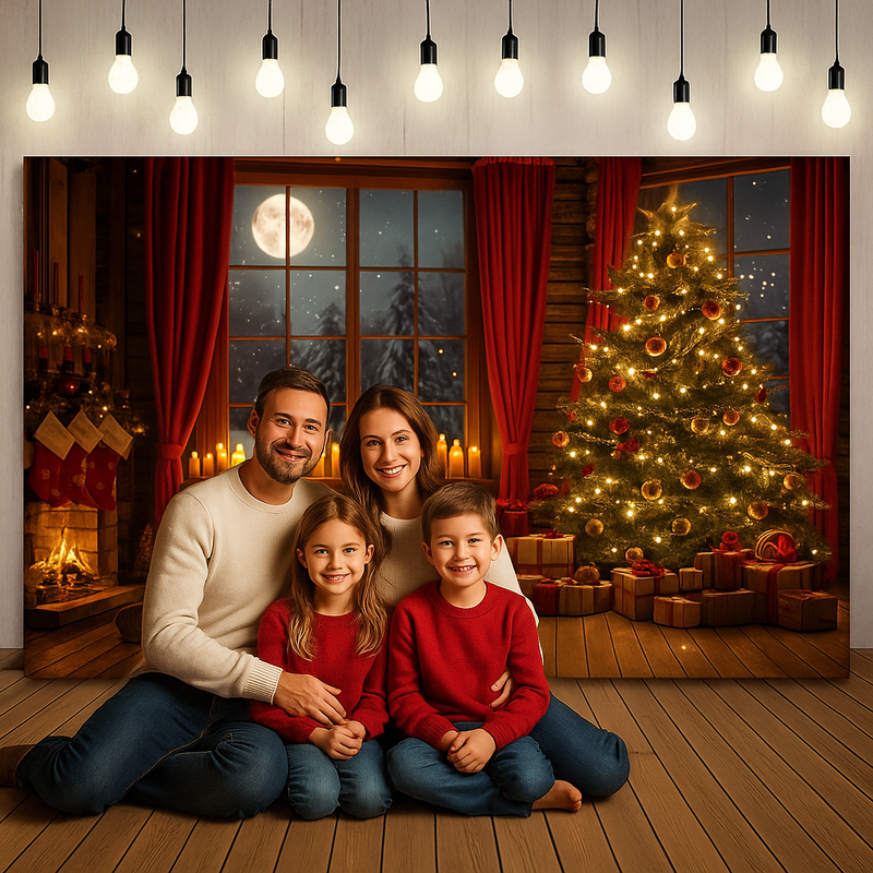Fundo Decorativo de Natal Instalação Rápida e Fácil Papai Noel