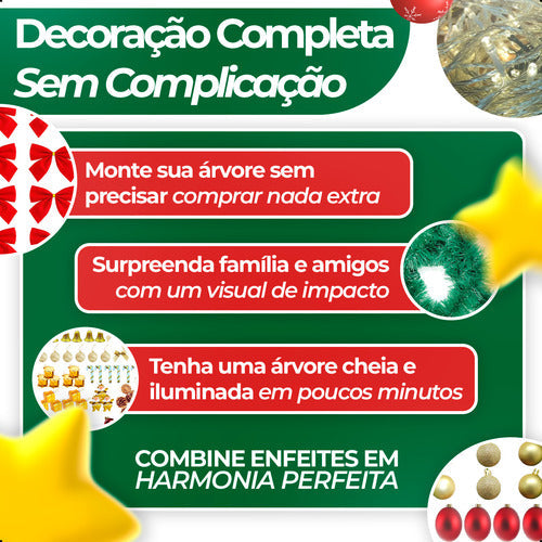 Árvore Natal Verde Decorada Completa 1,80m Luxo 600 Galhos