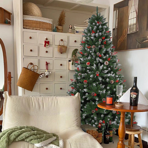 Árvore Natal Nevada Luxo Grande C/ Pinhas 1,80m 1150 Galhos