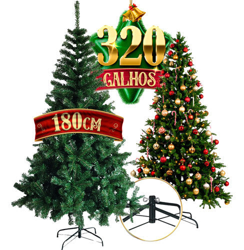 Árvore Natal 180cm Grande Pinheiro Verde Galhos Cheios 1,80m