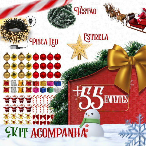 Árvore Natal Pinheiro 150cm Enfeitada Decorada Promoção Luxo