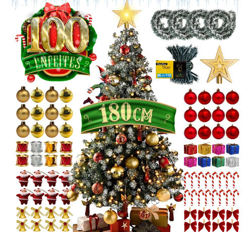 Arvore De Natal 180 Cm Natalino Decoraçao Galhos Completa