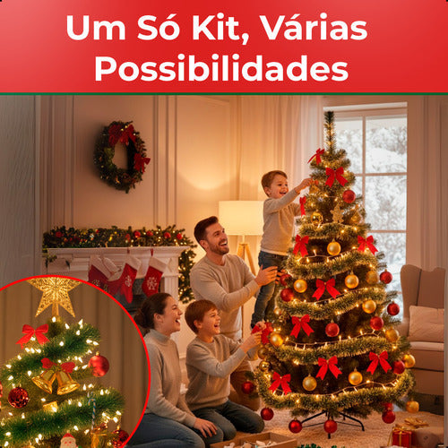 Árvore Natal Verde Decorada Completa 1,80m Luxo 600 Galhos