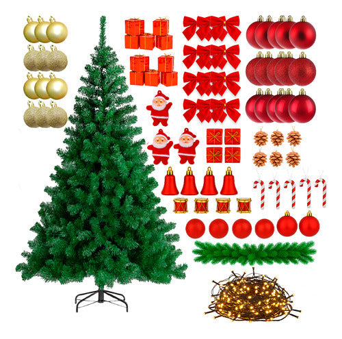 Árvore Natal Verde Decorada Completa 1,80m Luxo 600 Galhos
