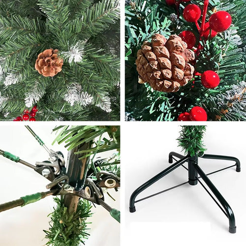 Árvore Natal Nevada Luxo Grande C/ Pinhas 1,80m 1150 Galhos