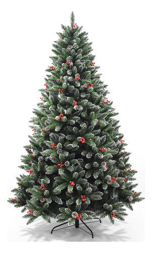 Árvore Natal Nevada Luxo Grande C/ Pinhas 1,80m 1150 Galhos