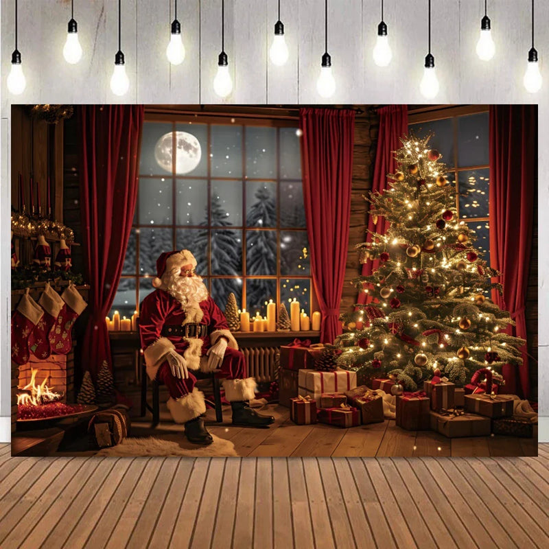 Fundo Decorativo de Natal Instalação Rápida e Fácil Papai Noel