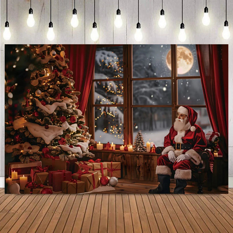 Fundo Decorativo de Natal Instalação Rápida e Fácil Papai Noel