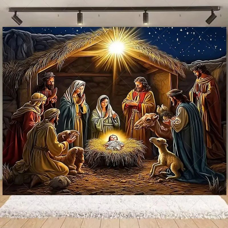 Fundo Decorativo de Natal Presépio