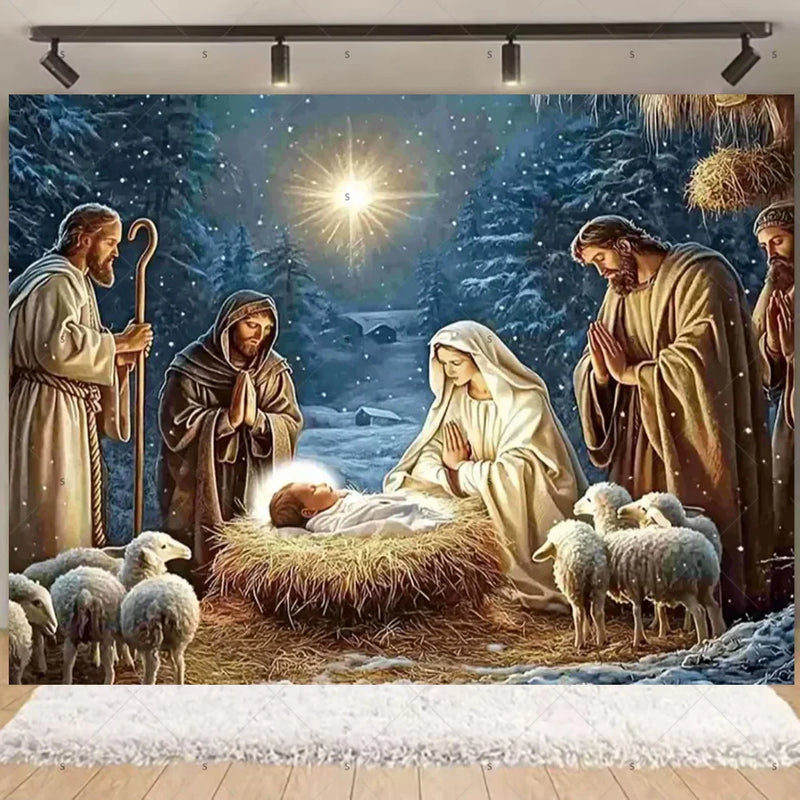 Fundo Decorativo de Natal Presépio
