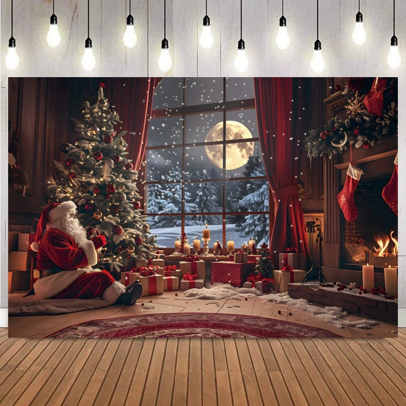 Fundo Decorativo de Natal Instalação Rápida e Fácil Papai Noel