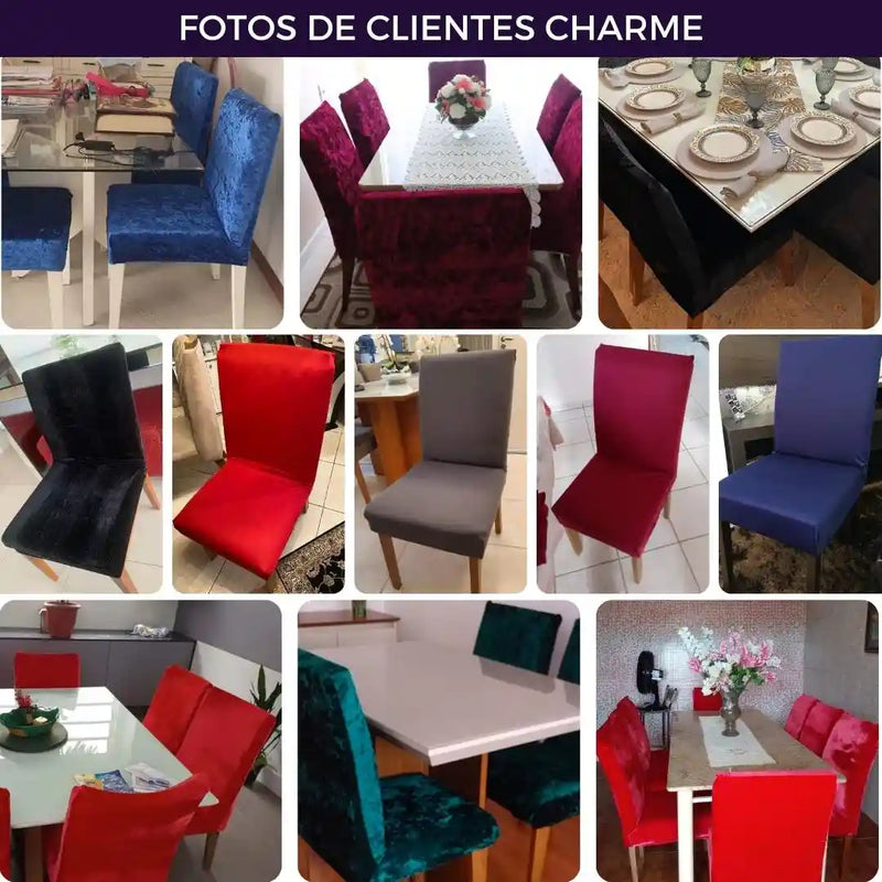 Capa Cadeira Jantar Veludo Confort Plus - Vermelho