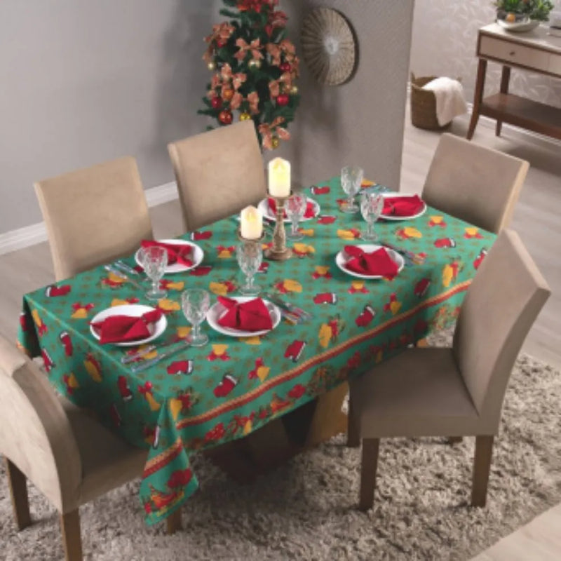 Toalha de Mesa Natalina - Verde Noel